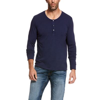 Ariat Long Sleeve Koyu Lacivert Henley Erkek (11807-967)